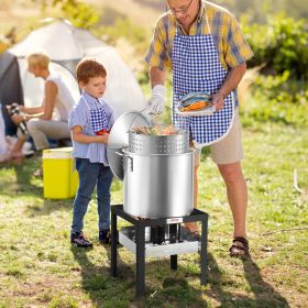 100 Qt Seafood Boiling Kit With Strainer Outdoor Crab Crawfish Cooking Pot (Option: silver)