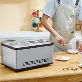 Automatic Ice Cream Maker With Built-in Compressor, 2 Quart No Pre-freezing Fruit Yogurt Machine, Stainless Steel Electric Sorbet Maker, 3 Modes (Option: Multicolor)